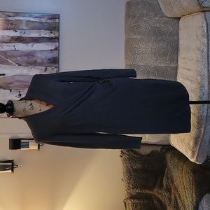 Chaps Shawl Collar V-Neck Mock Wrap Sweater Dress